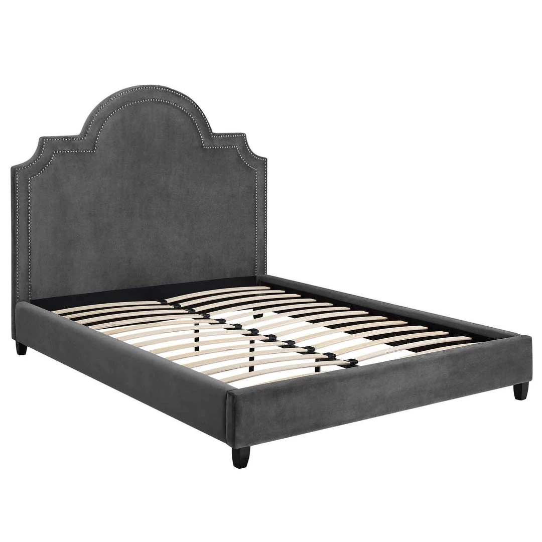 Modway Primrose Queen Performance Velvet Platform Bed Gray Beds 2 Modway Primrose Queen Performance Velvet Platform Bed Gray Beds