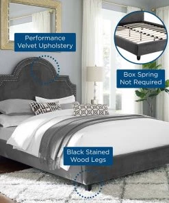 Modway Primrose Queen Performance Velvet Platform Bed Gray Beds 11 Modway Primrose Queen Performance Velvet Platform Bed Gray Beds