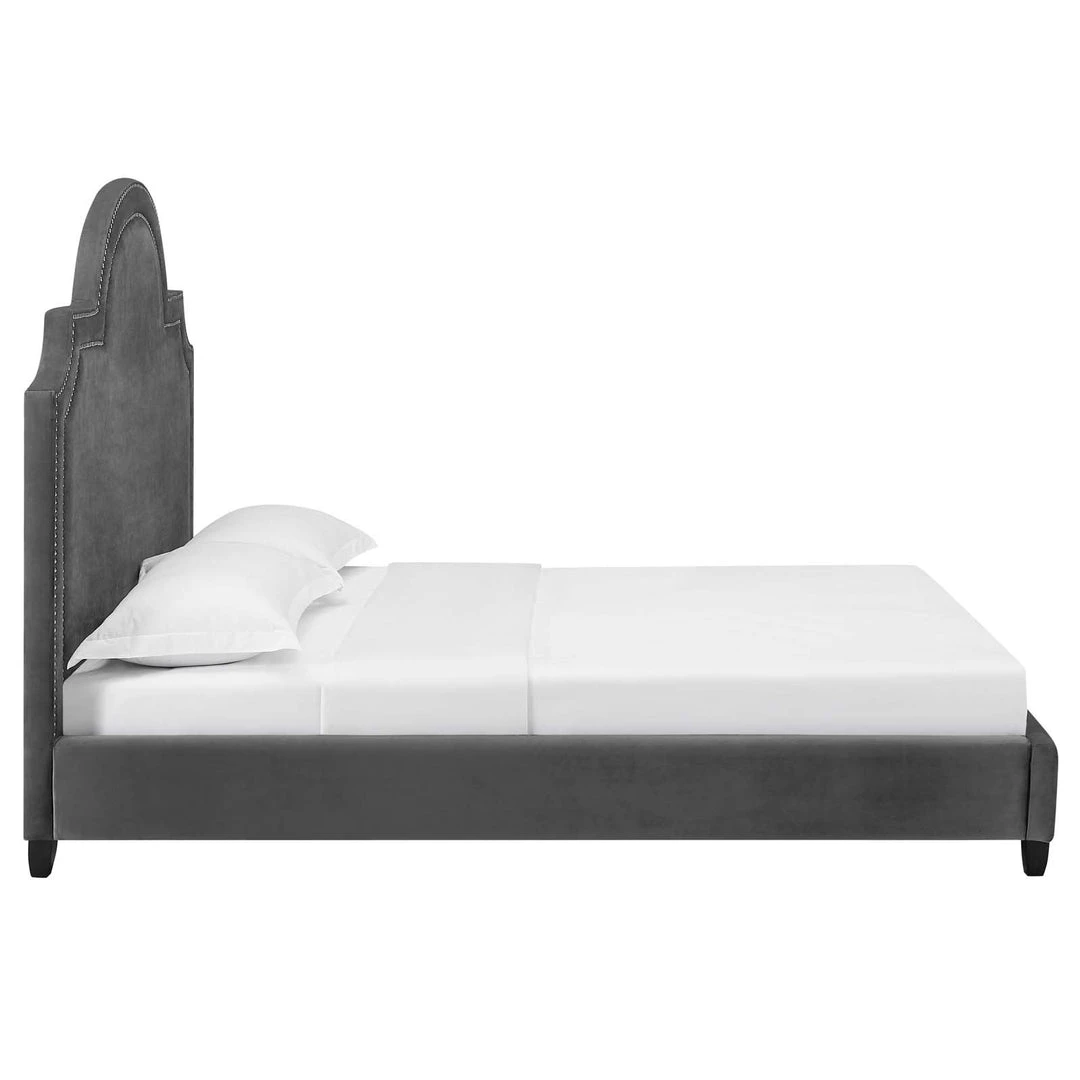 Modway Primrose Queen Performance Velvet Platform Bed Gray Beds 3 Modway Primrose Queen Performance Velvet Platform Bed Gray Beds
