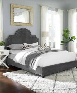Modway Primrose Queen Performance Velvet Platform Bed Gray Beds 12 Modway Primrose Queen Performance Velvet Platform Bed Gray Beds