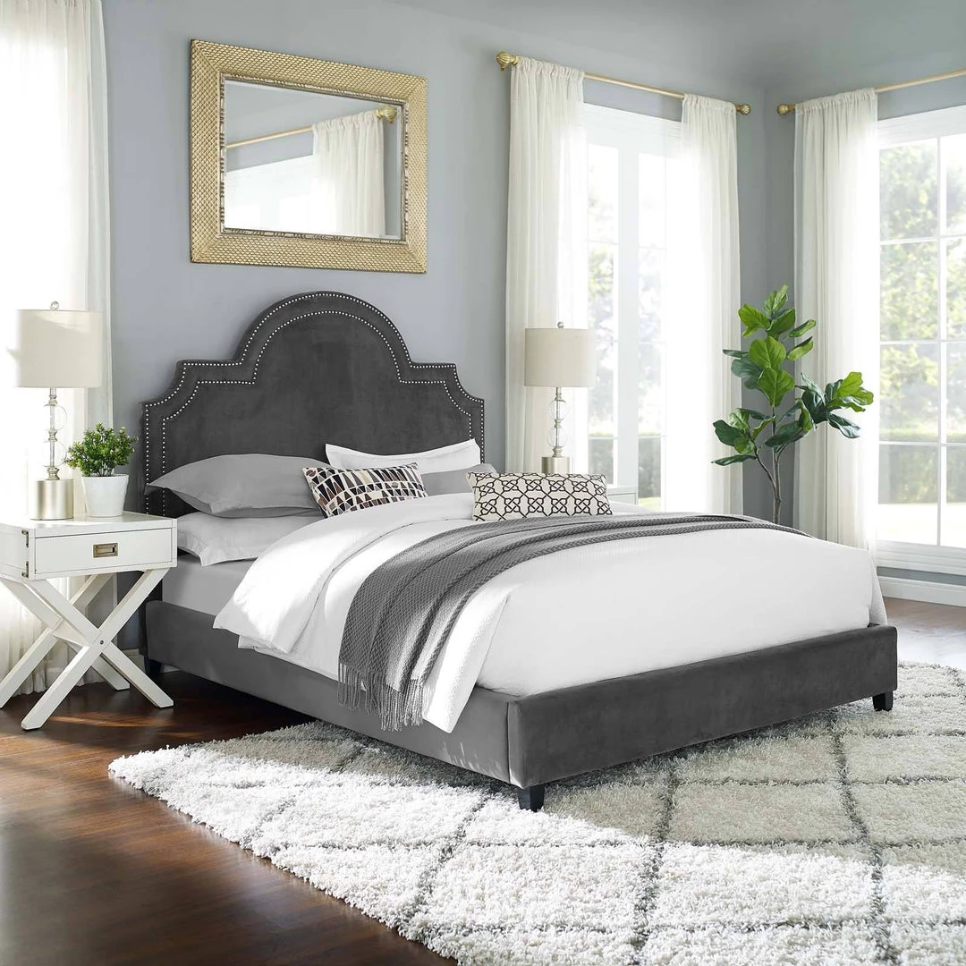 Modway Primrose Queen Performance Velvet Platform Bed Gray Beds 6 Modway Primrose Queen Performance Velvet Platform Bed Gray Beds