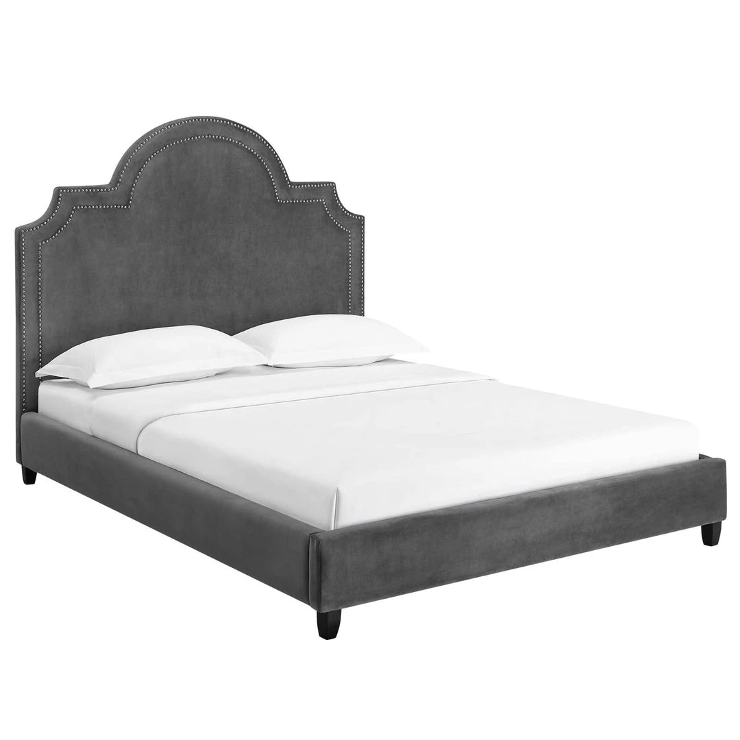 Modway Primrose Queen Performance Velvet Platform Bed Gray Beds 1 Modway Primrose Queen Performance Velvet Platform Bed Gray Beds