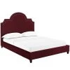 Modway Beds Primrose Queen Performance Velvet Platform Bed Maroon