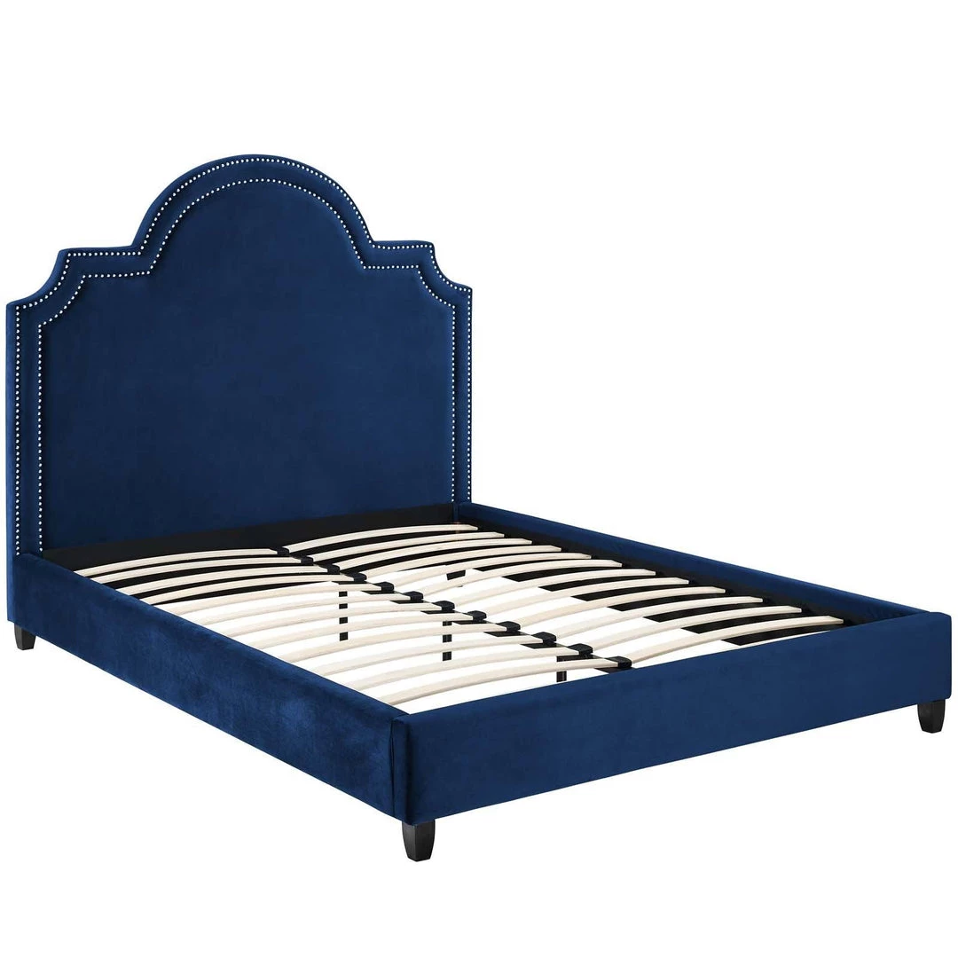 Modway Primrose Queen Performance Velvet Platform Bed Navy Beds 2 Modway Primrose Queen Performance Velvet Platform Bed Navy Beds