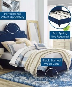 Modway Primrose Queen Performance Velvet Platform Bed Navy Beds 11 Modway Primrose Queen Performance Velvet Platform Bed Navy Beds