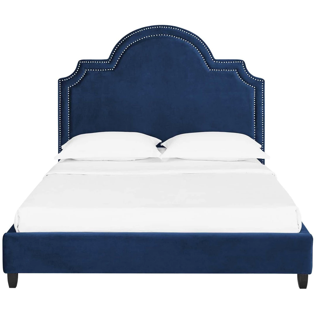 Modway Primrose Queen Performance Velvet Platform Bed Navy Beds 4 Modway Primrose Queen Performance Velvet Platform Bed Navy Beds
