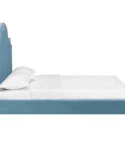 Modway Beds Primrose Queen Performance Velvet Platform Bed Sea Blue