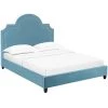 Modway Beds Primrose Queen Performance Velvet Platform Bed Sea Blue
