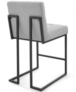 Modway Privy Black Stainless Steel Upholstered Counter Stool Set Of 2 Black Light Gray Stools