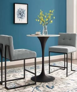 Modway Privy Black Stainless Steel Upholstered Counter Stool Set Of 2 Black Light Gray Stools