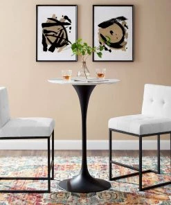 Modway Privy Black Stainless Steel Upholstered Fabric Counter Stool Set Of 2 Black White