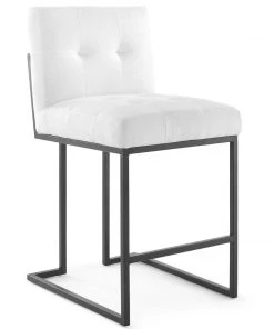 Modway Privy Black Stainless Steel Upholstered Fabric Counter Stool Set Of 2 Black White