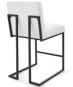 Modway Privy Black Stainless Steel Upholstered Fabric Counter Stool Set Of 2 Black White