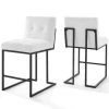 Modway Privy Black Stainless Steel Upholstered Fabric Counter Stool Set Of 2 Black White