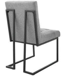 Modway Privy Black Stainless Steel Upholstered Fabric Dining Chair Set Of 2 Black Light Gray
