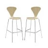 Modway Stools Privy Gold Stainless Steel Performance Velvet Bar Stool Set Of 2 Gold Ivory