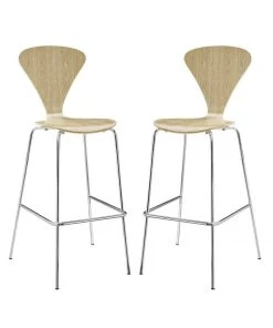 Modway Stools Privy Gold Stainless Steel Performance Velvet Bar Stool Set Of 2 Gold Ivory