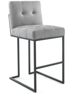 Modway Privy Stainless Steel Velvet Bar Stool Set Of 2 Black Stools