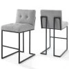 Modway Privy Stainless Steel Velvet Bar Stool Set Of 2 Black Stools