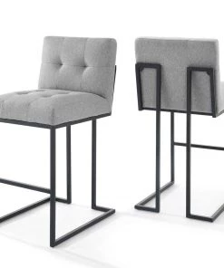Modway Privy Stainless Steel Velvet Bar Stool Set Of 2 Black Stools