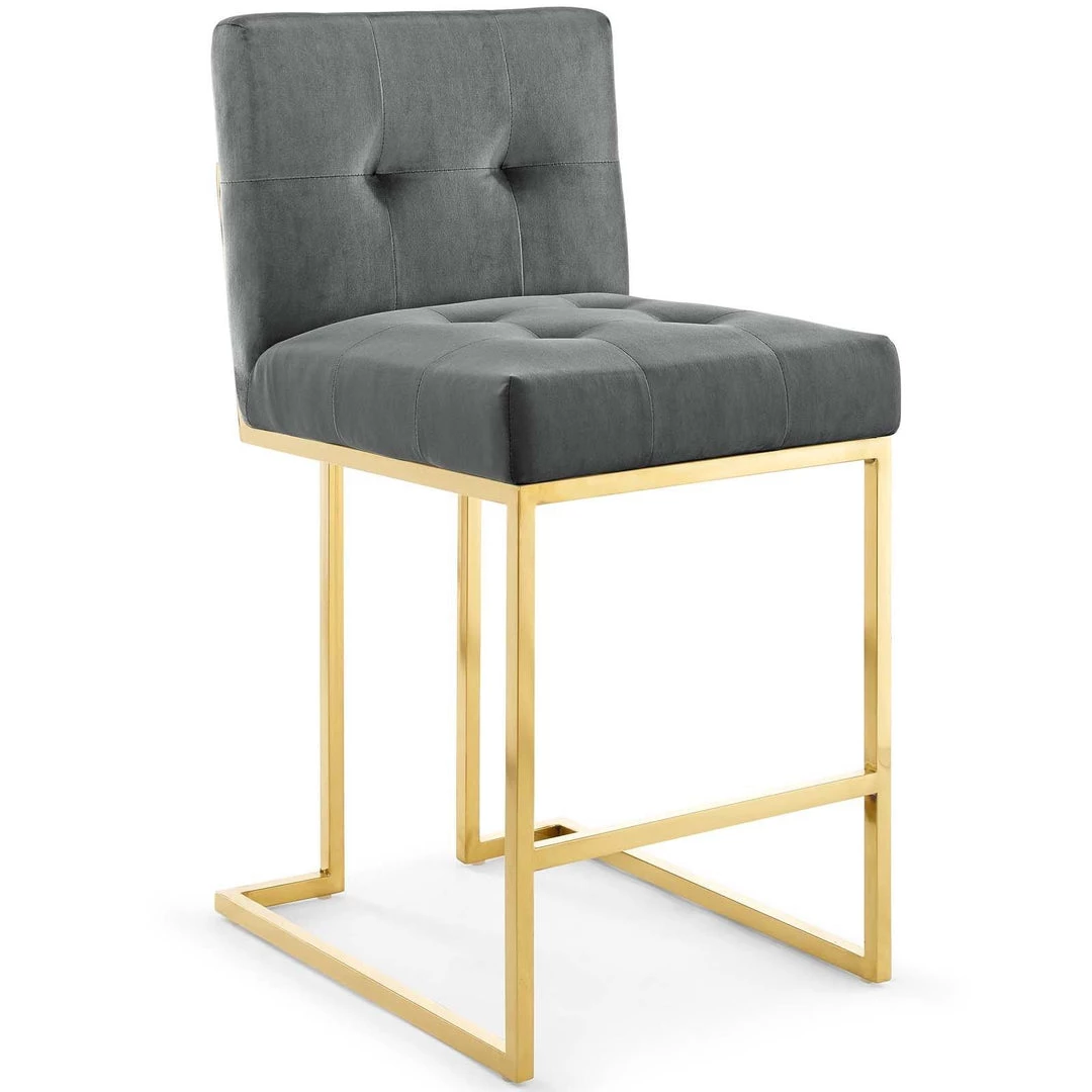 Modway Stools Privy Gold Stainless Steel Performance Velvet Counter Stool Set Of 2 Gold Charcoal 2 Modway Stools Privy Gold Stainless Steel Performance Velvet Counter Stool Set Of 2 Gold Charcoal