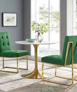 Modway Privy Gold Stainless Steel Performance Velvet Dining Chair Set Of 2 Gold Emerald
