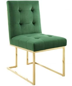 Modway Privy Gold Stainless Steel Performance Velvet Dining Chair Set Of 2 Gold Emerald