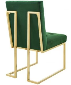 Modway Privy Gold Stainless Steel Performance Velvet Dining Chair Set Of 2 Gold Emerald