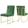 Modway Privy Gold Stainless Steel Performance Velvet Dining Chair Set Of 2 Gold Emerald
