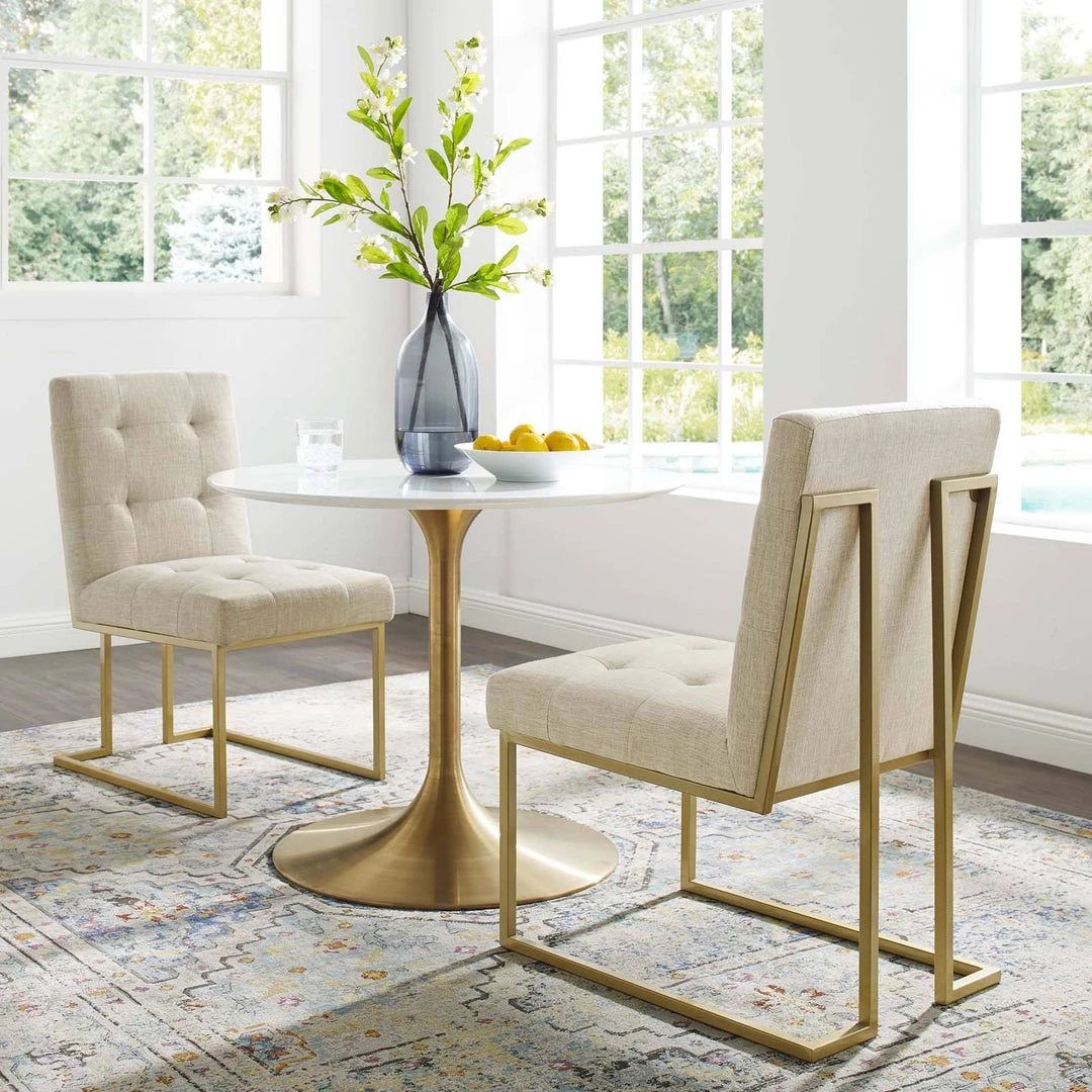 Modway Dining Chairs Privy Gold Stainless Steel Upholstered Fabric Dining Accent Chair Set Of 2 Gold Beige 4 Modway Dining Chairs Privy Gold Stainless Steel Upholstered Fabric Dining Accent Chair Set Of 2 Gold Beige