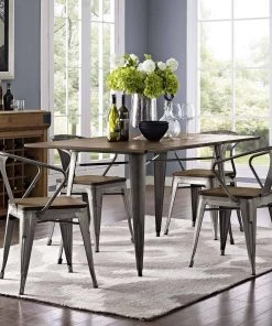 Modway Dining Chairs Promenade Bamboo Dining Chair Set Of 4 Gunmetal