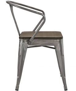 Modway Dining Chairs Promenade Bamboo Dining Chair Set Of 4 Gunmetal