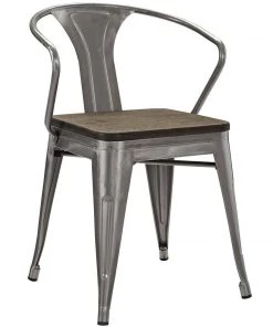 Modway Dining Chairs Promenade Bamboo Dining Chair Set Of 4 Gunmetal