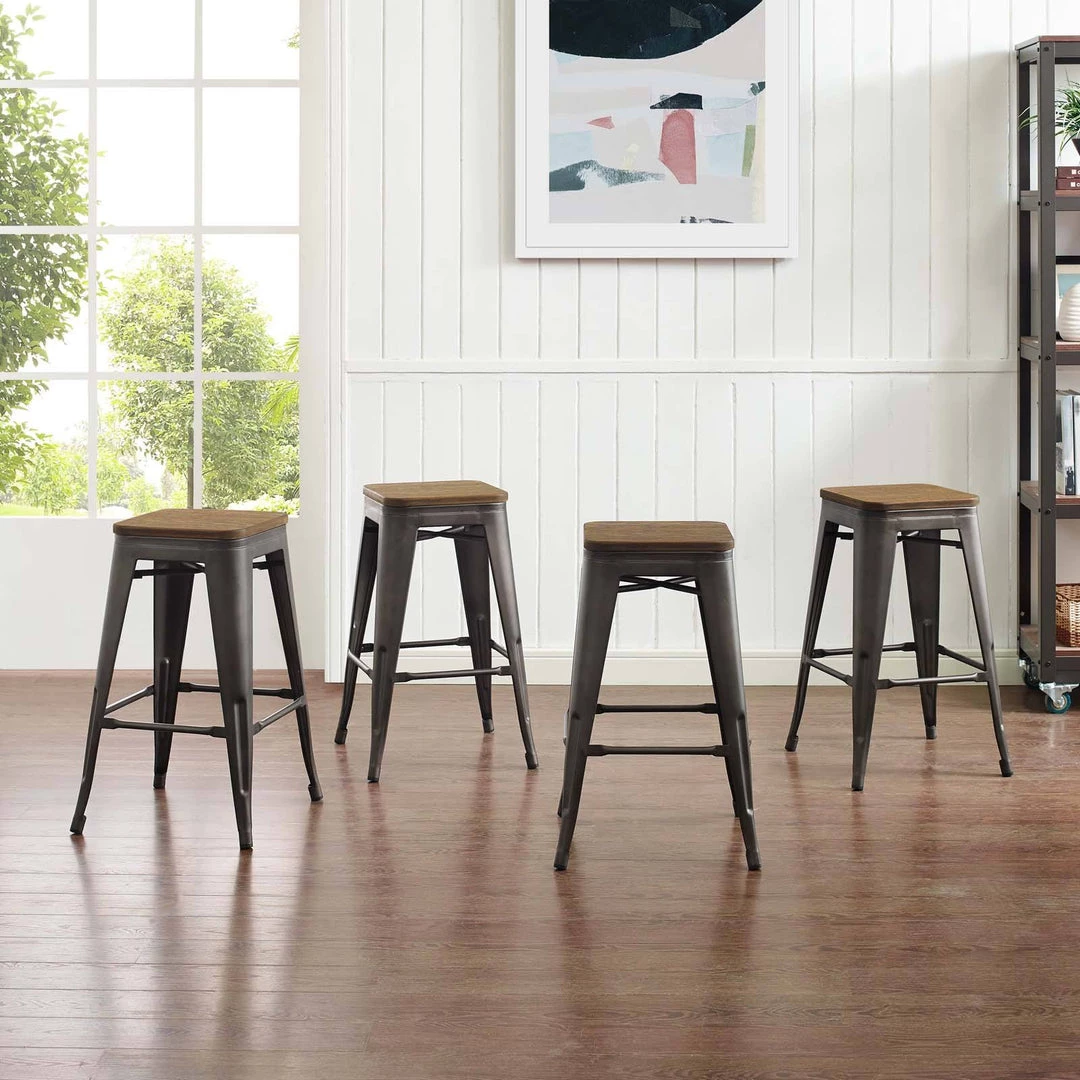 Modway Stools Promenade Counter Stool Set Of 4 Brown 4 Modway Stools Promenade Counter Stool Set Of 4 Brown