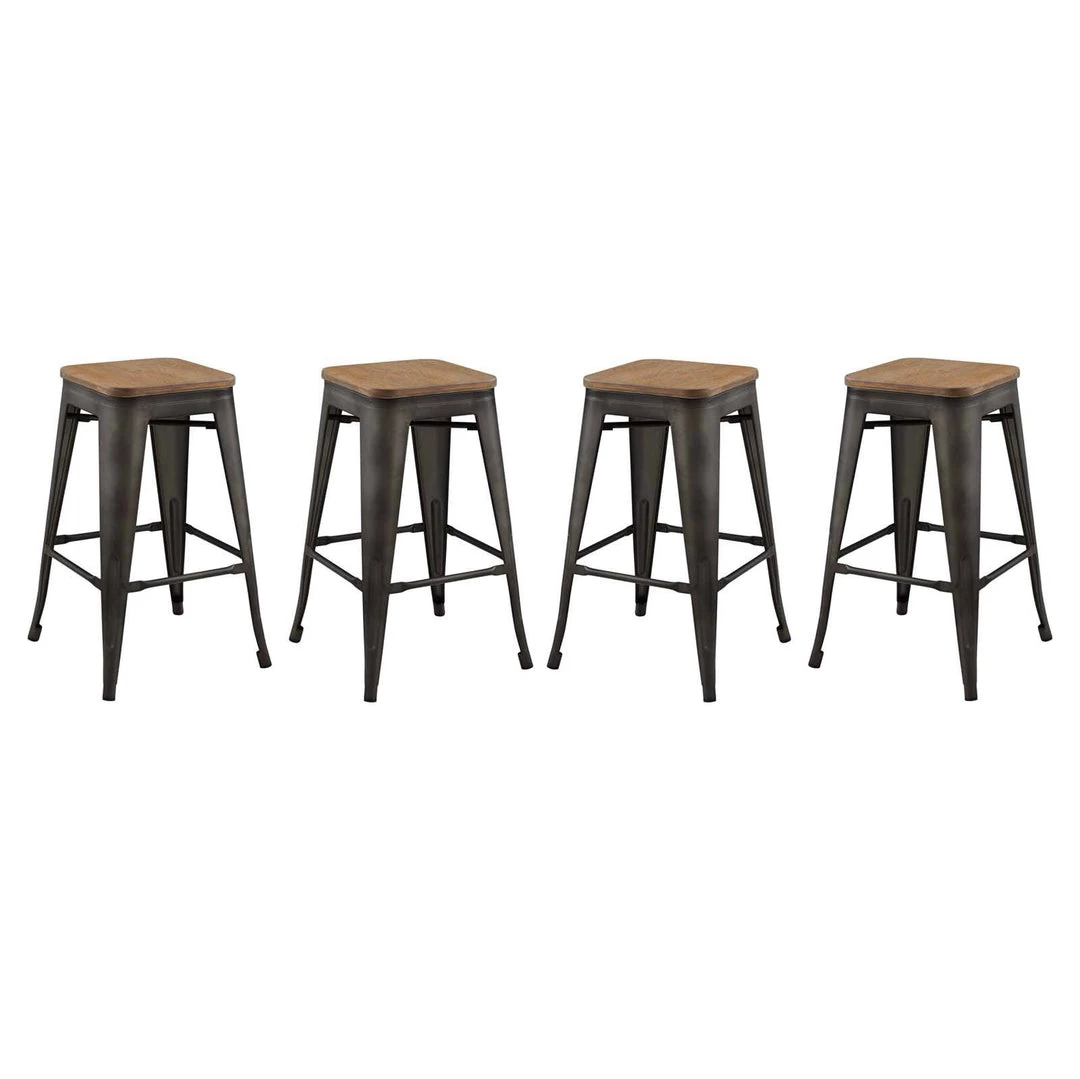 Modway Stools Promenade Counter Stool Set Of 4 Brown 1 Modway Stools Promenade Counter Stool Set Of 4 Brown