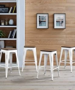 Modway Promenade Counter Stool Set Of 4 White Stools 8 Modway Promenade Counter Stool Set Of 4 White Stools