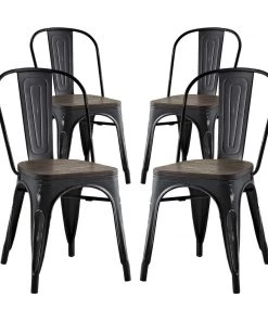Modway Promenade Dining Side Chair Set Of 4 Black Dining Chairs