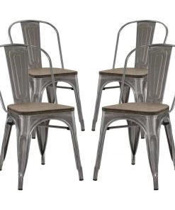 Modway Promenade Dining Side Chair Set Of 4 GunMetal Dining Chairs