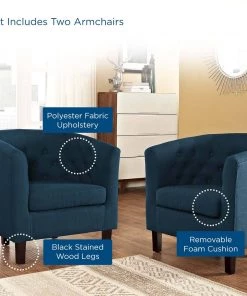 Modway Prospect 2 Piece Upholstered Fabric Armchair Set Azure