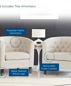 Modway Armchairs Prospect 2 Piece Upholstered Fabric Armchair Set Beige