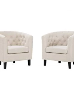 Modway Armchairs Prospect 2 Piece Upholstered Fabric Armchair Set Beige