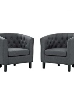 Modway Armchairs Prospect 2 Piece Upholstered Fabric Armchair Set Gray