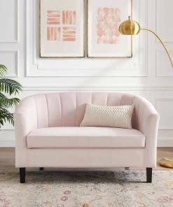 Modway Prospect Channel Tufted Performance Velvet Loveseat Pink 16 Modway Prospect Channel Tufted Performance Velvet Loveseat Pink