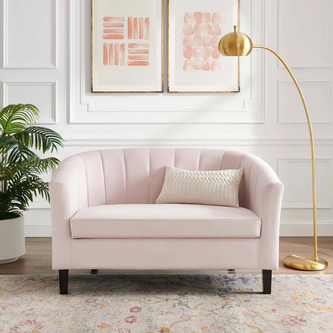 Modway Prospect Channel Tufted Performance Velvet Loveseat Pink 8 Modway Prospect Channel Tufted Performance Velvet Loveseat Pink