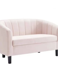 Modway Prospect Channel Tufted Performance Velvet Loveseat Pink