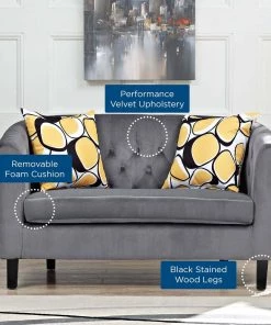 Modway Prospect Performance Velvet Loveseat Gray Loveseats 9 Modway Prospect Performance Velvet Loveseat Gray Loveseats