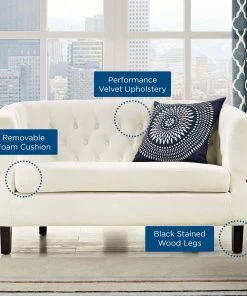 Modway Prospect Performance Velvet Loveseat Ivory