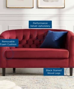 Modway Loveseats Prospect Performance Velvet Loveseat Maroon 15 Modway Loveseats Prospect Performance Velvet Loveseat Maroon