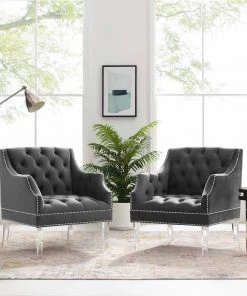Modway Proverbial Armchair Performance Velvet Set Of 2 Gray Armchairs 12 Modway Proverbial Armchair Performance Velvet Set Of 2 Gray Armchairs