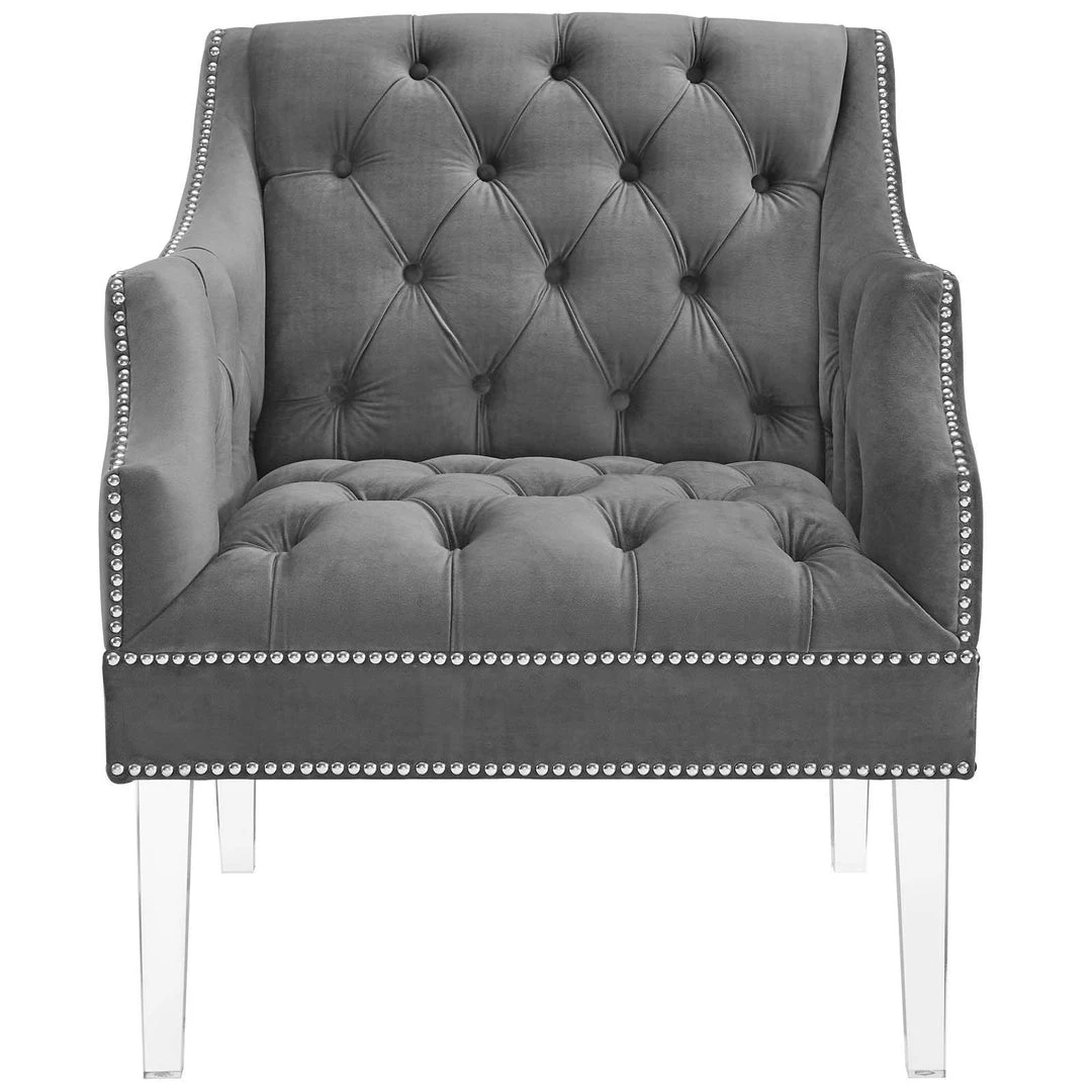 Modway Proverbial Armchair Performance Velvet Set Of 2 Gray Armchairs 5 Modway Proverbial Armchair Performance Velvet Set Of 2 Gray Armchairs